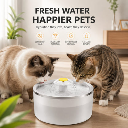 2.5L Automatic Cat Water Fountain – USB Pet Drinking Fountain with Circulating Filter & Ultra-Quiet Pump
