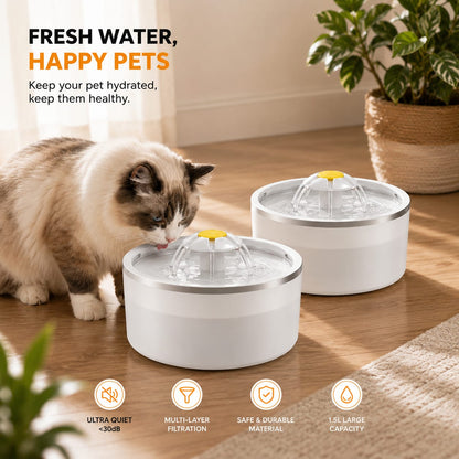 2.5L Automatic Cat Water Fountain – USB Pet Drinking Fountain with Circulating Filter & Ultra-Quiet Pump